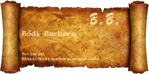 Bódi Barbara névjegykártya